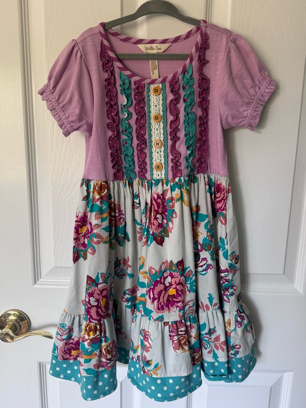 Matilda Jane Lilac & Teal Floral Ruffle Dress